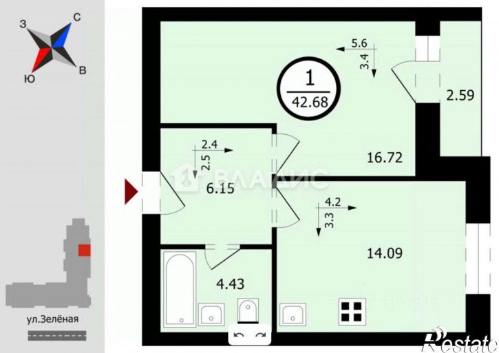 1-комн квартира городской округ Владимир