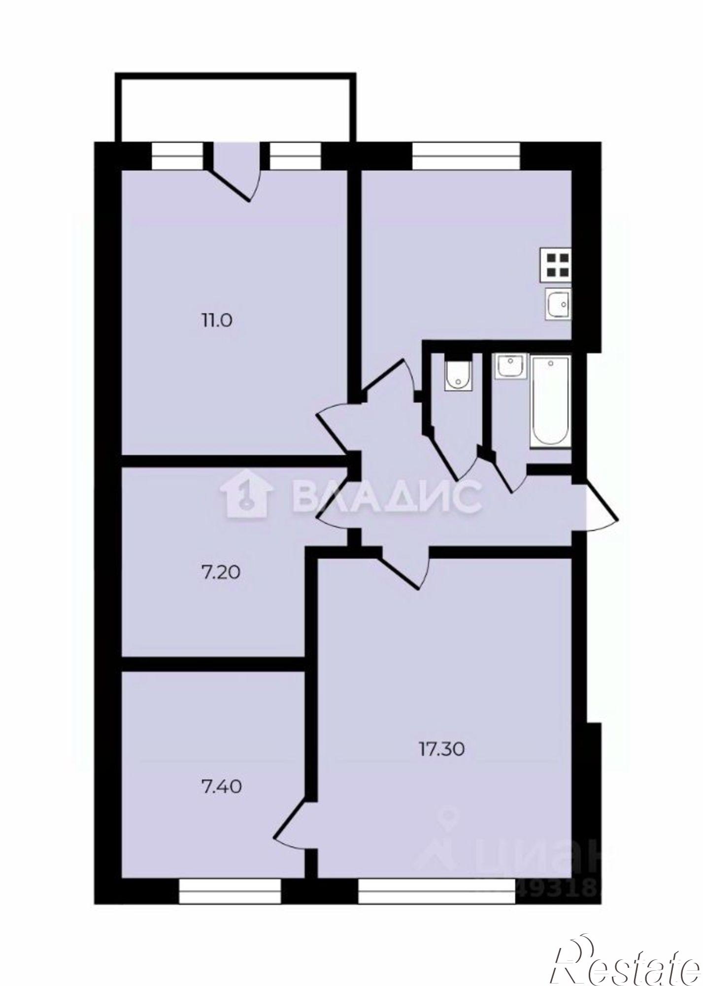 Купить квартиру за 6 200 000 рублей на Сущёвская улица, 1