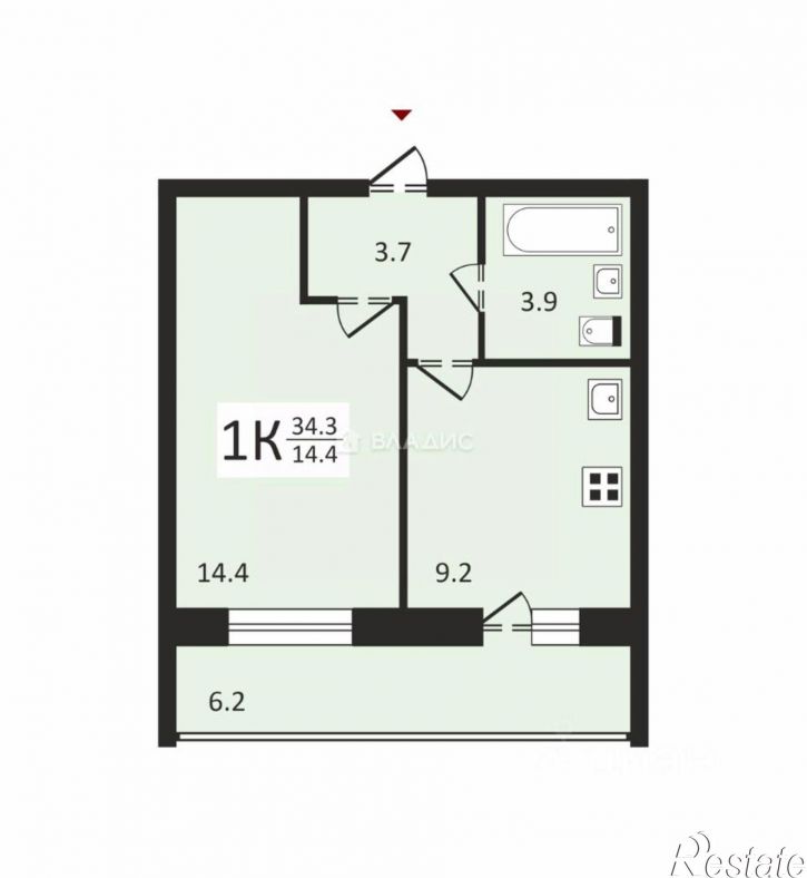 1-комн квартира Новгородская улица, 32,  д. 32