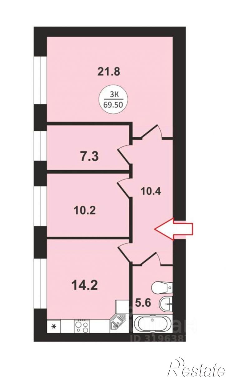 3-комн квартира улица Белоконской, 6,  д. 6