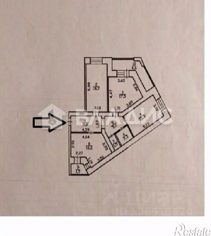 3-комн квартира Владимир, проспект Строителей, 13Б