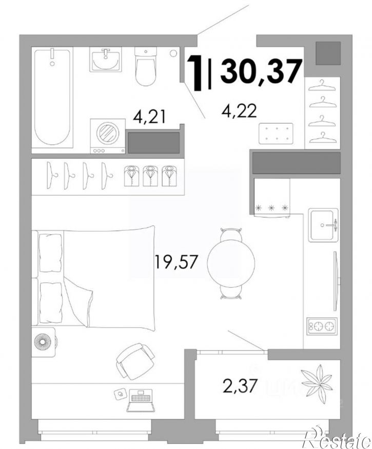 1-комн квартира в новом доме улица Танеева, 5,  д. 5