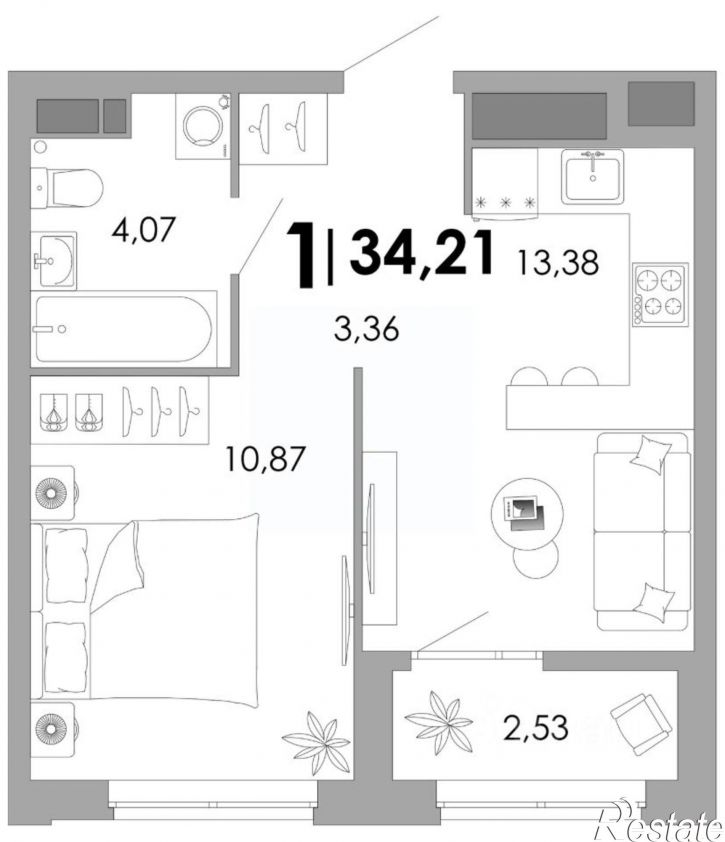 1-комн квартира в новом доме улица Танеева, 5,  д. 5