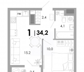 1-комн, 34 кв м, этаж 2/16 улица Бобкова, 7