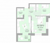 2-комн, 62 кв м, этаж 11/17 улица Жуковского, 18