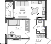 2-комн, 57 кв м, этаж 6/9 ул Новгородская, 19А
