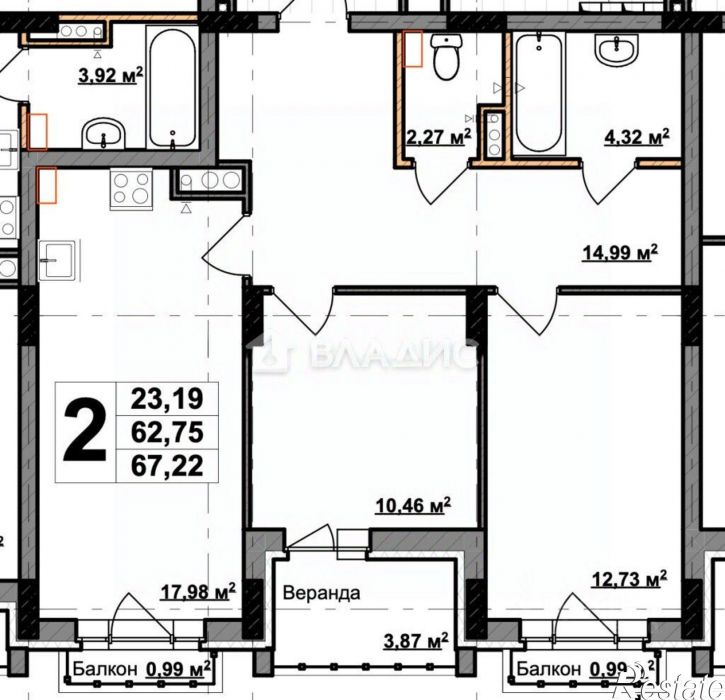 2-комн квартира ул Чапаева, 6,  д. 6