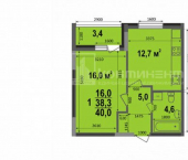 1-комн, 40 кв м, этаж 7/17 Смоленская улица, 3А