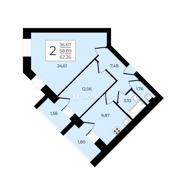 2-комн квартира Всесвятская улица