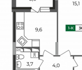 1-комн, 37 кв м, этаж 6/17 Новгородская улица, 5