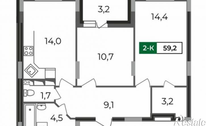 2-комн квартира в новом доме Сталинградский бульвар, 5