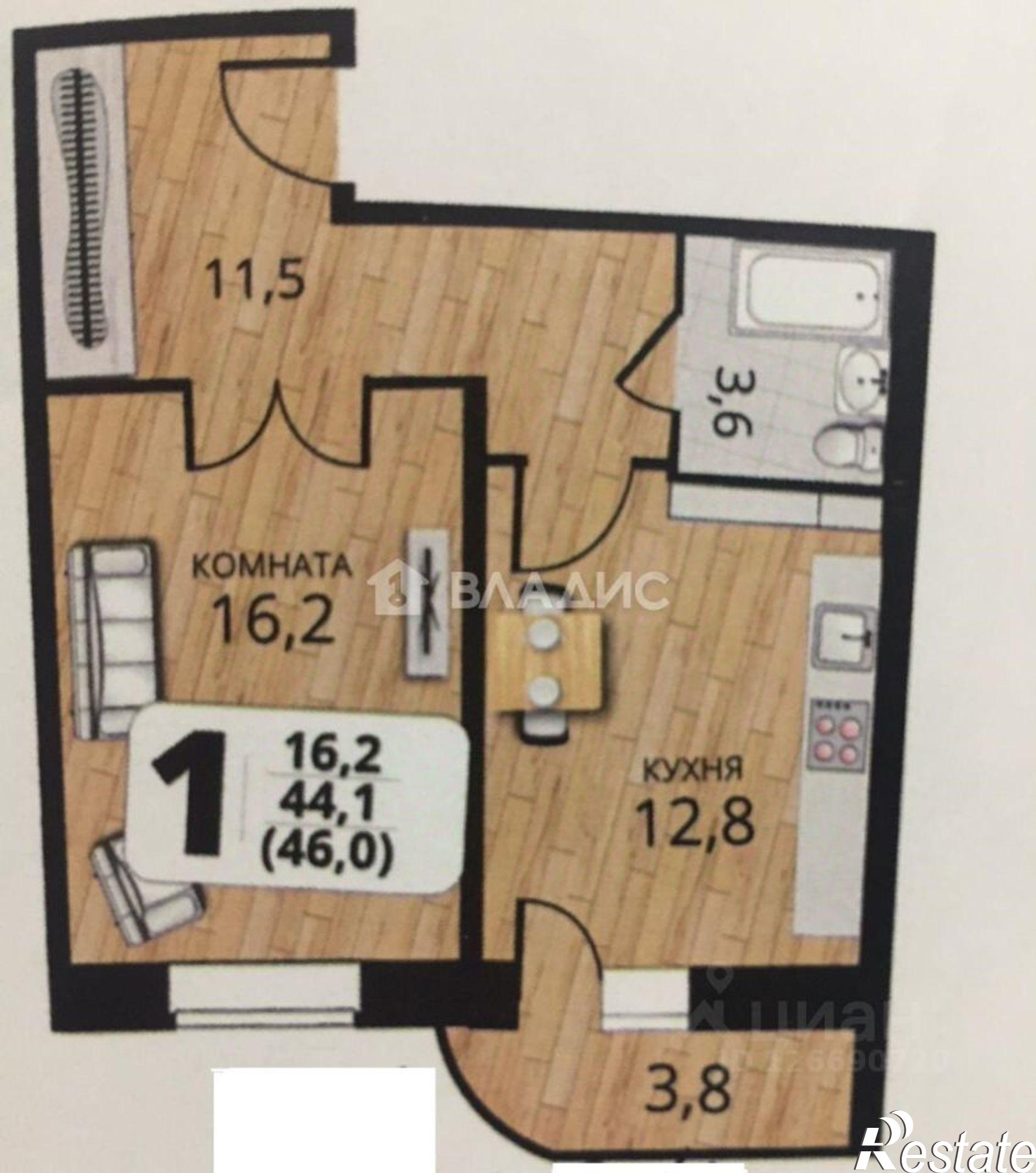 Купить квартиру за 11 500 000 рублей на Офицерская улица, 1А к3