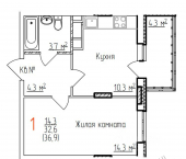 1-комн, 36 кв м, этаж 17/17 ул Добросельская, 180