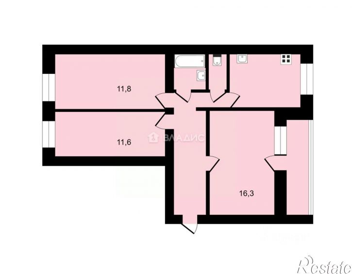 3-комн квартира улица Василисина, 6,  д. 6
