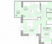 2-комн, 71 кв м, этаж 4/17 улица Жуковского, 18