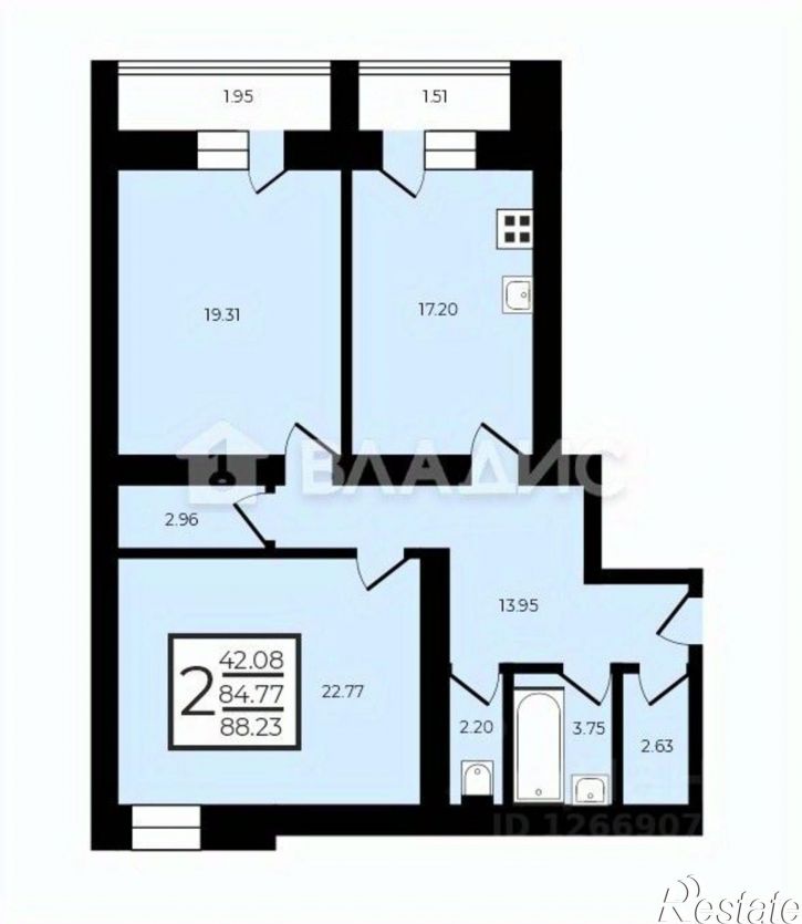 2-комн квартира улица Верхняя Дуброва, 32В