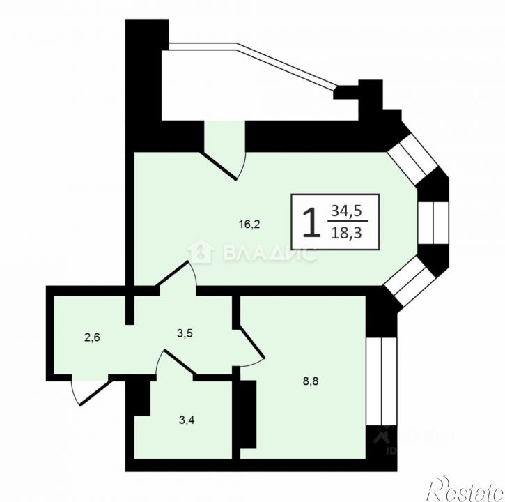 1-комн квартира ул Студенческая, 16Б,  д. 16Б