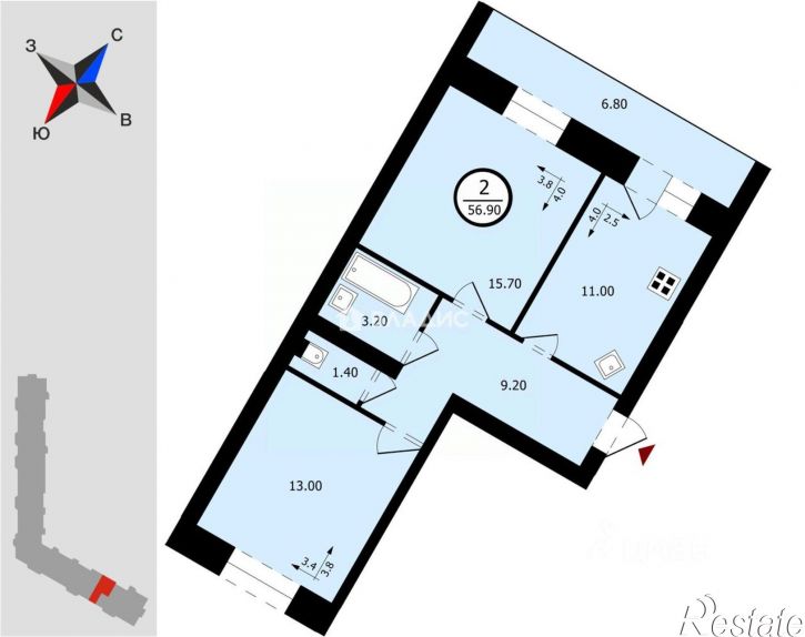 2-комн квартира ул Новгородская, 30 1,  д. 30 1,  к. 1