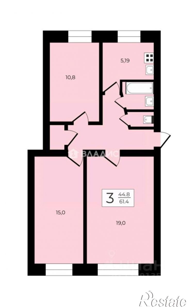 3-комн квартира ул Лермонтова, 45,  д. 45