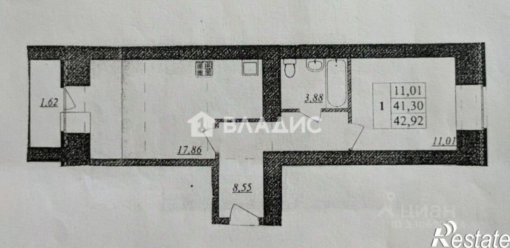 1-комн квартира улица Верхняя Дуброва, 32В,  д. 32В