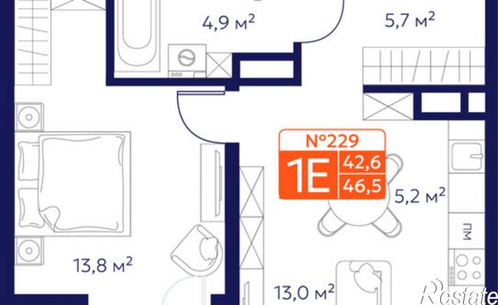 1-комн квартира в новом доме ул Новгородская, 19А,  д. 19А