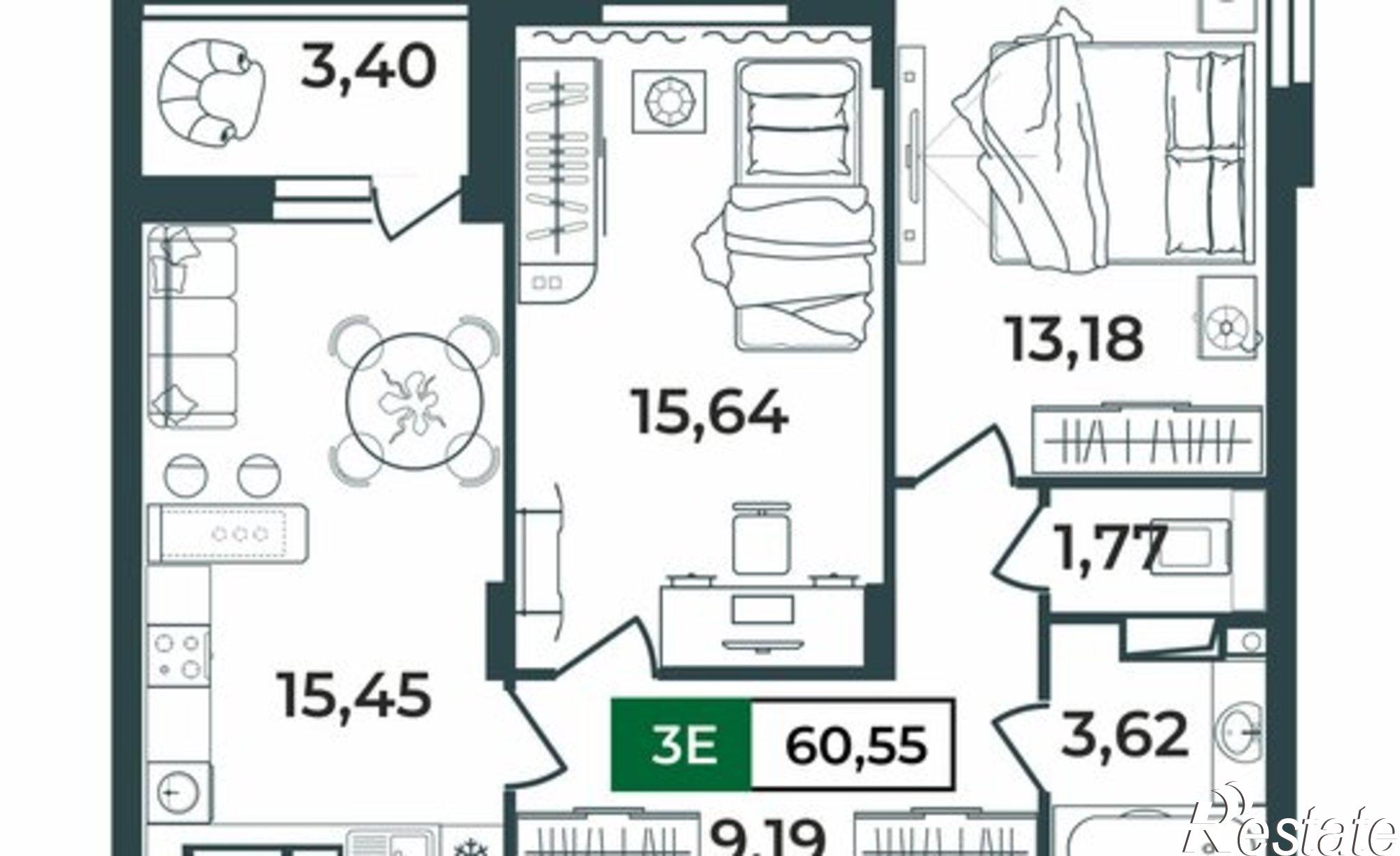 Купить квартиру за 7 535 450 рублей на Верезинская улица, 7