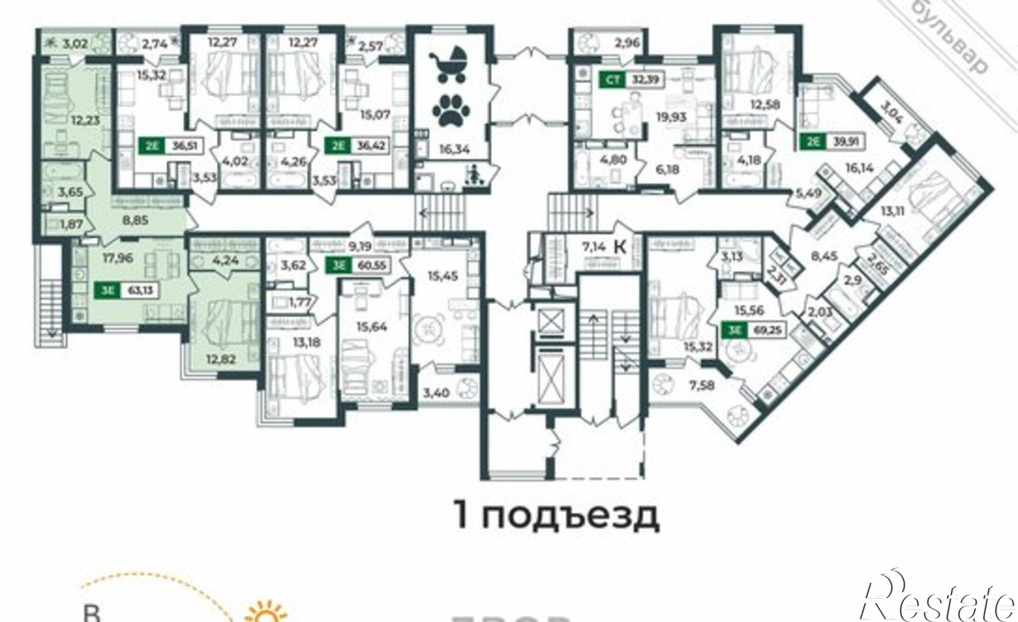 Купить квартиру за 7 976 480 рублей на Верезинская улица, 7