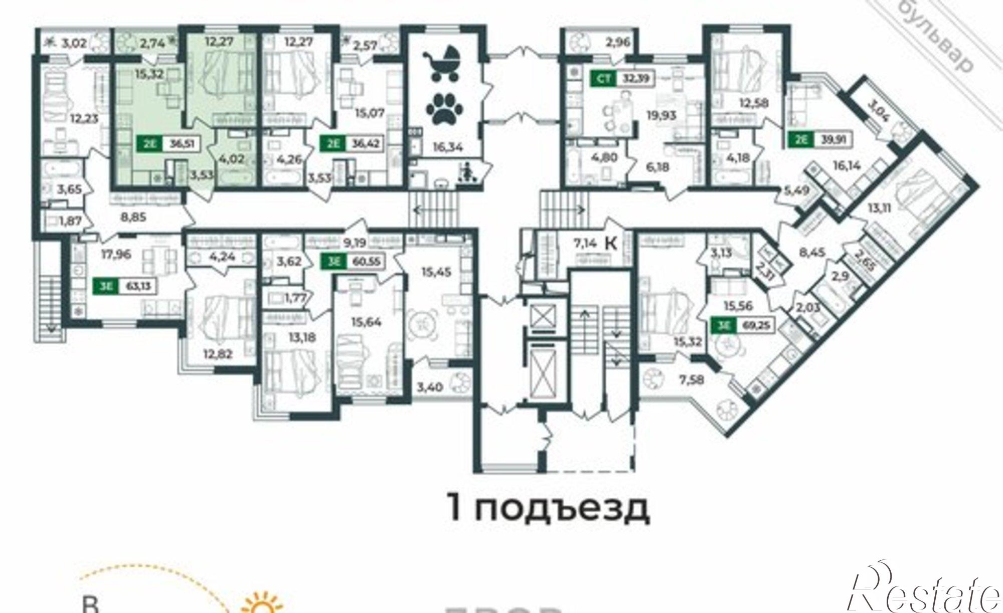 Купить квартиру за 4 474 300 рублей на Верезинская улица, 7