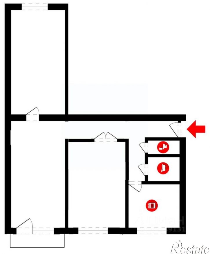 3-комн квартира ул Полины Осипенко, 23А,  д. 23А
