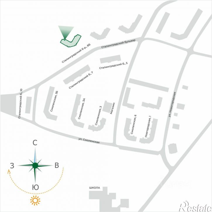 3-комн квартира в новом доме Сталинградский бульвар