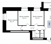3-комн, 83 кв м, этаж 5/14 ул Фестивальная, 84
