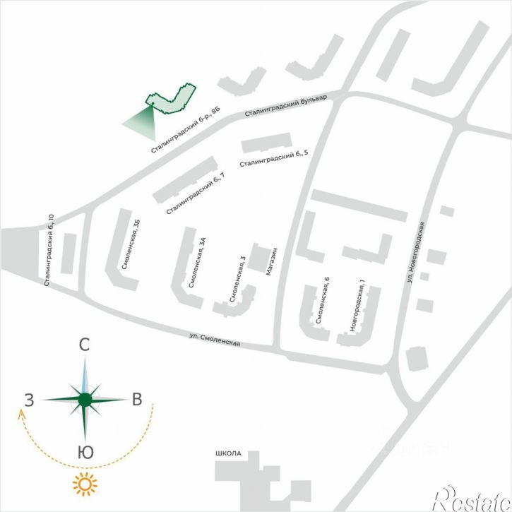 3-комн квартира в новом доме Сталинградский бульвар