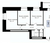 3-комн, 83 кв м, этаж 1/14 ул Фестивальная, 84