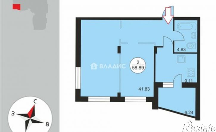 2-комн квартира улица Мира, 5А