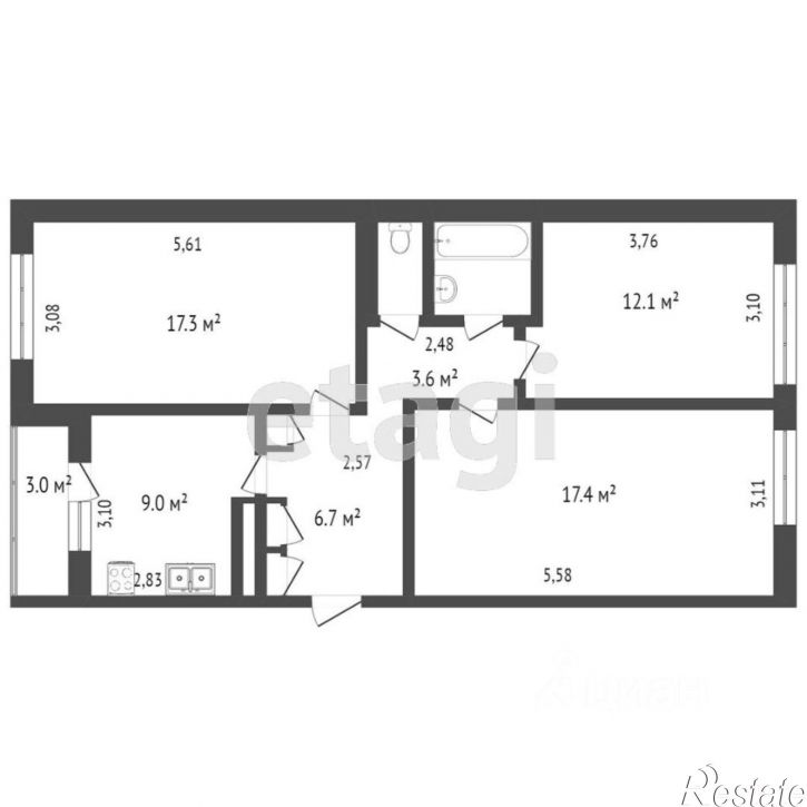 3-комн квартира ул Октябрьская, 25,  д. 25