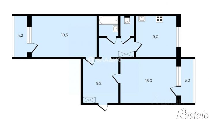 2-комн квартира ул 9 Января, 1а,  д. 1а