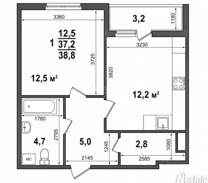 1-комн квартира ул Смоленская, 3а,  д. 3а