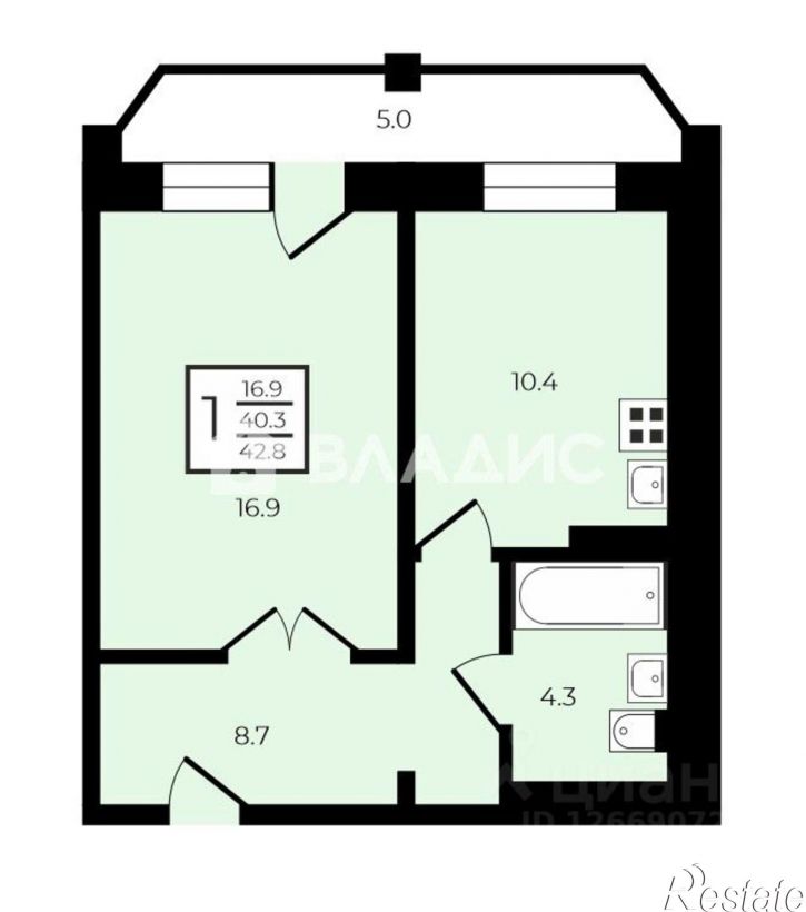 1-комн квартира Помпецкий пер, 2,  д. 2