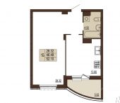 1-комн, 52 кв м, этаж 15/17 улица Мира, 5