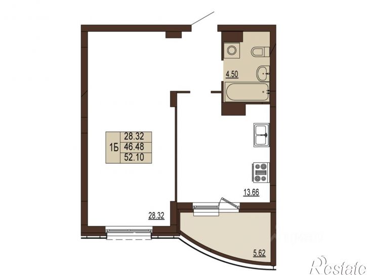 1-комн квартира в новом доме улица Мира, 5