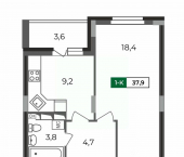 1-комн, 37 кв м, этаж 17/17 Сталинградский б-р, 5