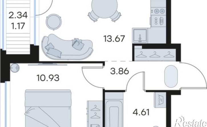 1-комн квартира в новом доме ЖК Глоракс Октябрьский