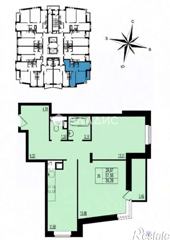 2-комн квартира улица Родионовка, 14к3
