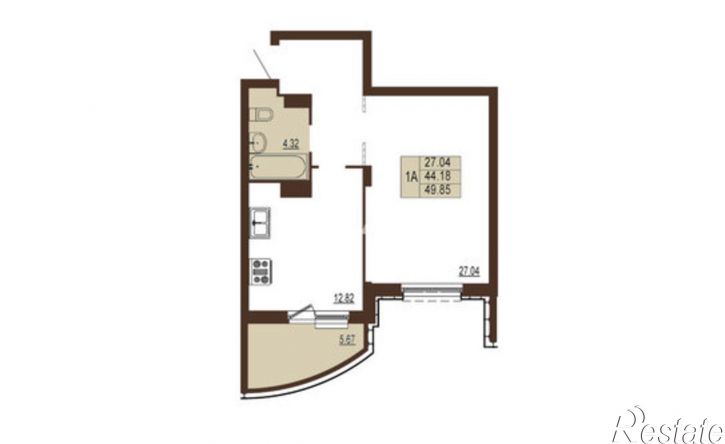 1-комн квартира улица Мира, 5