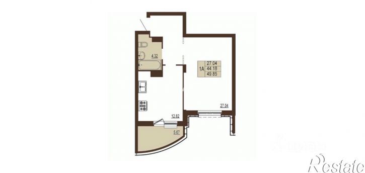 1-комн квартира улица Мира, 5