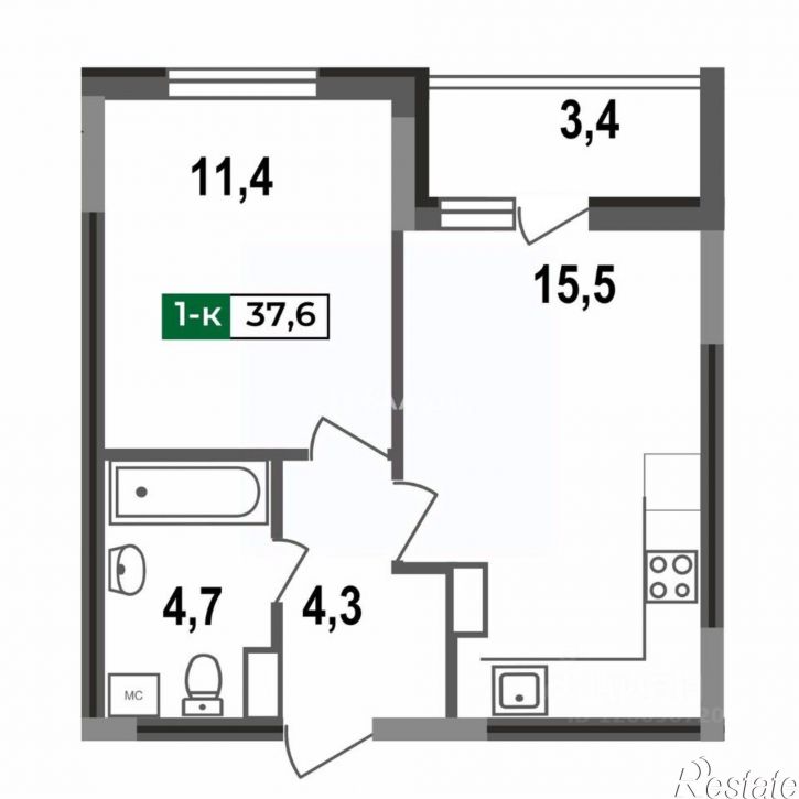 1-комн квартира Верезинская улица, 3Б,  д. 3Б