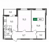 2-комн, 59 кв м, этаж 4/17 Верезинская улица, 7