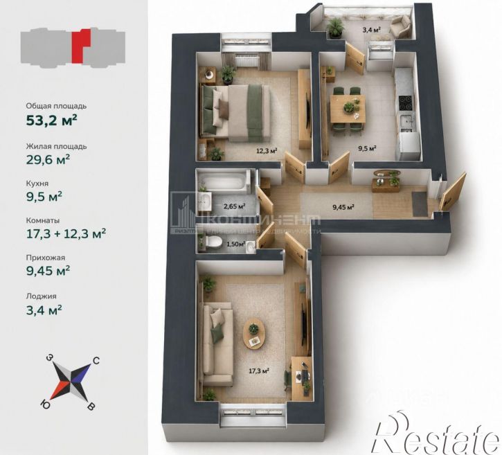 2-комн квартира Верезинская улица, 19А к1,  д. 19А к1