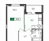 1-комн, 37 кв м, этаж 1/17 Новгородская улица, 5
