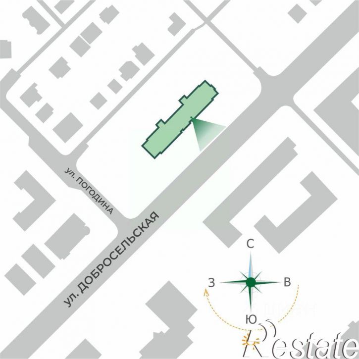 1-комн квартира в новом доме Добросельская улица, 2В,  д. 2В